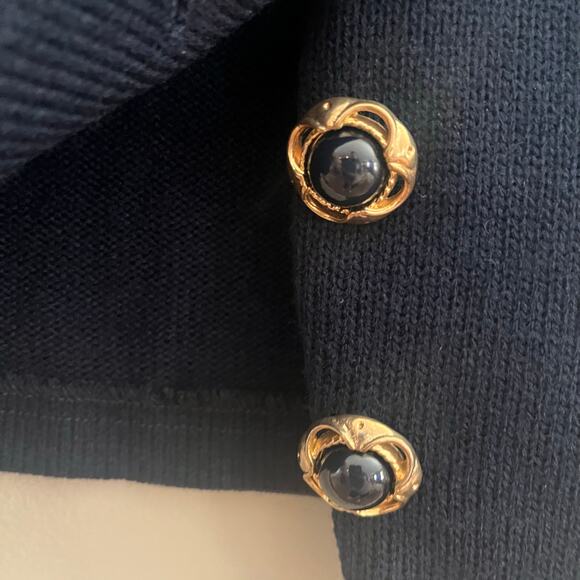 Vintage Navy Lace Flowers Sweater Blazer Made USA-Size 10 - Picture 7 of 7